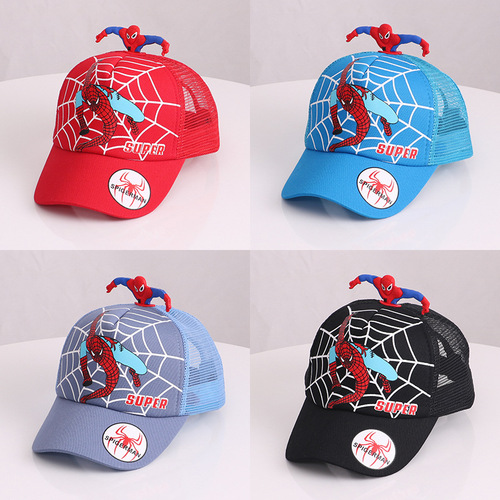 Baby Hat Cartoon 3D Spider-Man Children's Baseball Cap Boys Summer Outdoor Sunshade Sun Protection Breathable Duckbill Hat