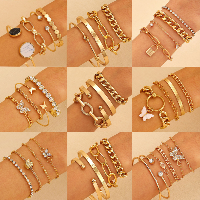 Amazon's New Chain Bracelet Set for Women, European and American Multi-Layered Retro Simple Bracelets, Cross-Border Jewelry Wholesale Amazon's New Chain Bracelet Set for Women, European and American Multi-Layered Retro Simple Bracelets, Cross-Border Jewelry Wholesale