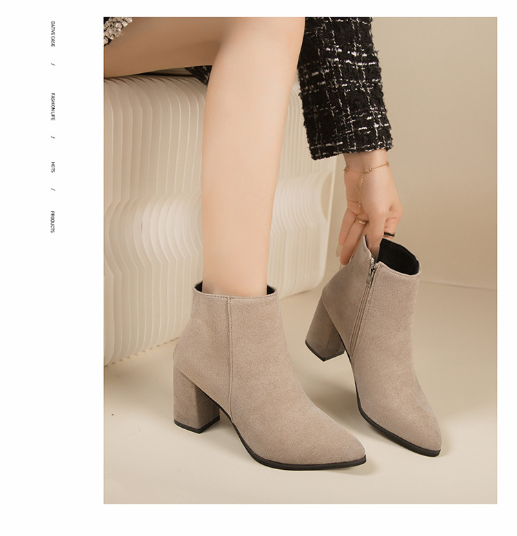 Damen Stiefeletten Mit Absatz Aus Wildleder Für Den Winter_voghion.com