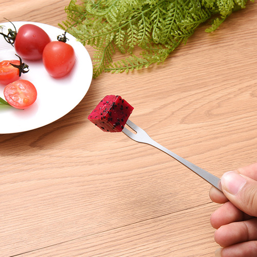 Fruit fork stainless steel small fork children's household cake fork fruit pick dessert snack two-tine fork Western salad