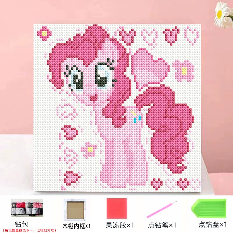 Набор алмазной мозаики DIY Kuromi и мультфильмы 20×20 см, рамка-наклейка, детское творчество
