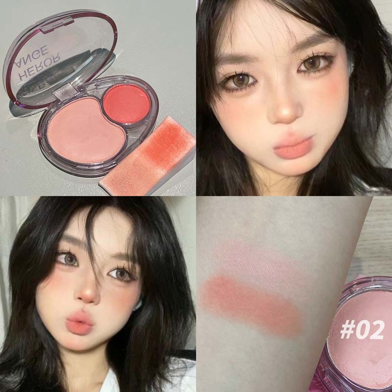HERORANGE Yunwu Pink Crema de rubor de dos colores Color natural mate Maquillaje nude Pseudo sin maquillaje Ambiente Color Rouge