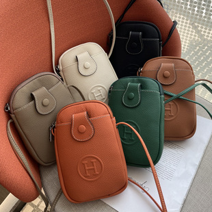 Genuine Leather Mobile Phone Bag for Women, Crossbody Small Bag, New Fashion Versatile Single Shoulder Multifunctional First Layer Cowhide Bag for Women