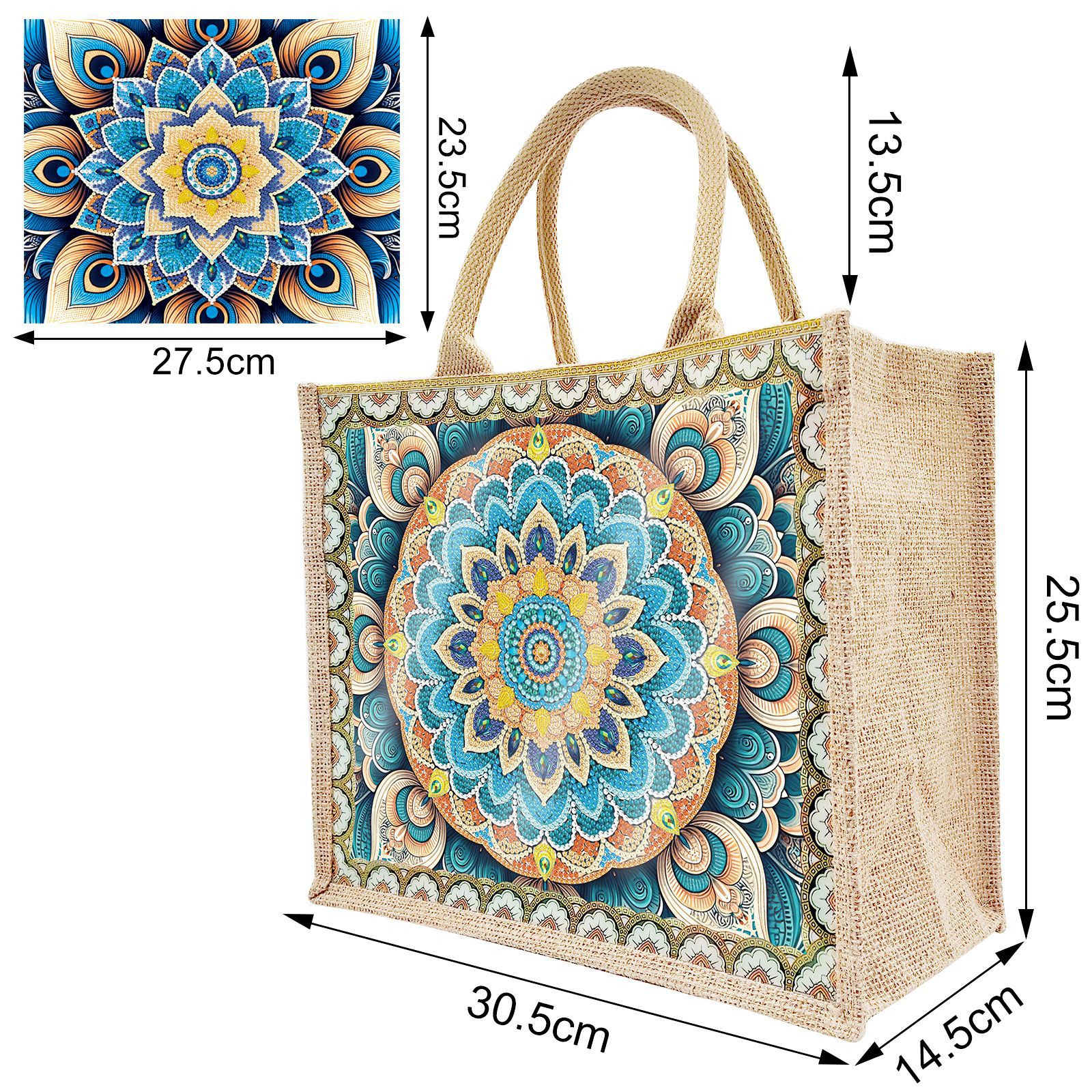 Accesorios para pintura con diamantes, bolsa de lona DIY para pintura con diamantes, bolsa de mano con diseño de animales y paisajes, con placa base reemplazable, un paquete con dos diseños.