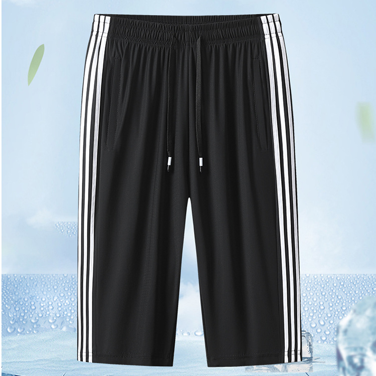 Pantalones Cortos Deportivos de Seda de Hielo para Hombre de Nailon, Seda de Hielo Libre de Planchado, Transpirable para Ocio, para Deportes