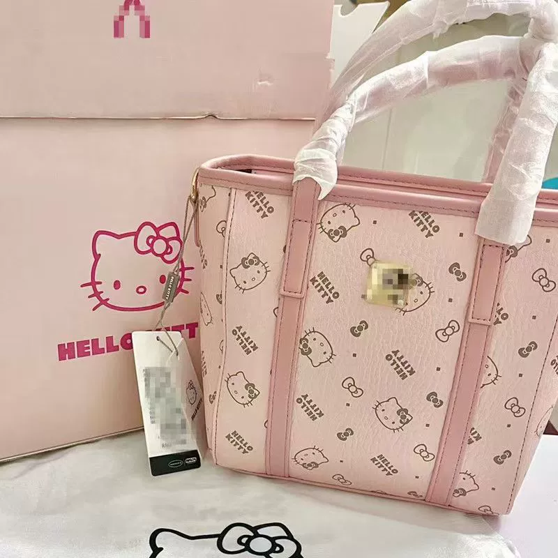 Бостонская сумка (Hello Kitty) классический вместительный Tote, фуксия, компактная 13×8.7×4 см