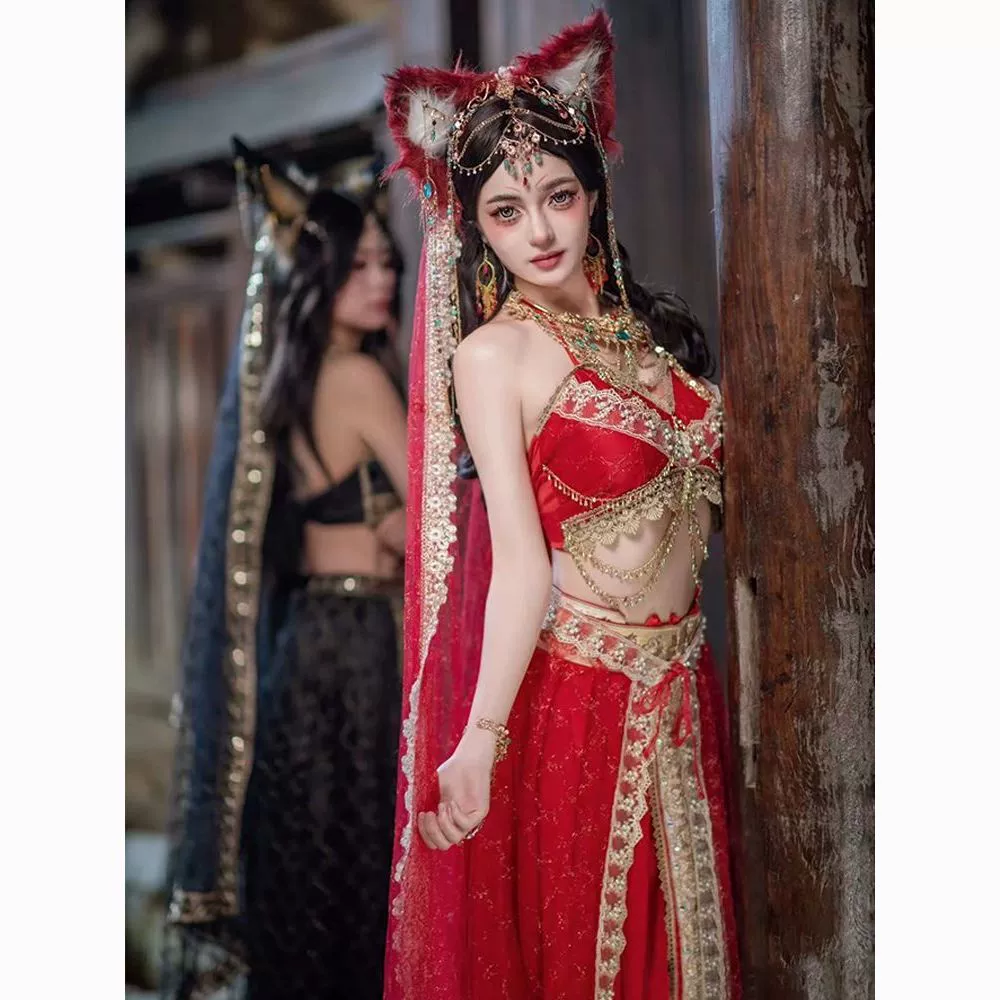 Маленькая лиса-демон Дуньхуань Фэйтиан династии Хань, экзотический костюм принцессы в стиле фото, Сишуанбань, туристическая фотография, танцовщица западного региона