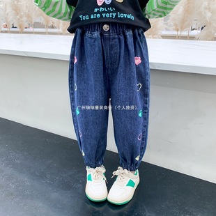 Girls' Jeans Spring and Autumn 2022 New Western Style Baby Girl Outer Wear Loose Trousers Children's Autumn Pants