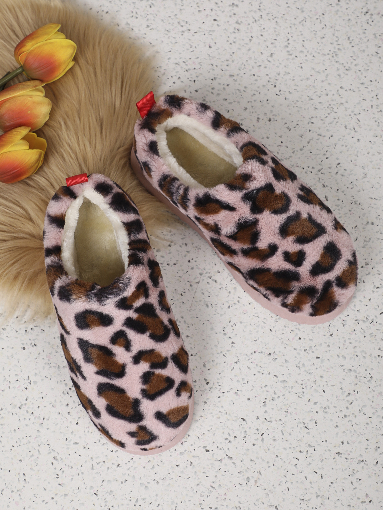 Damenschuhe, neue Schneestiefel mit niedrigem Schaft und Leopardenmuster, mit dicken Sohlen, Schneeschuhe aus Baumwolle_voghion.com