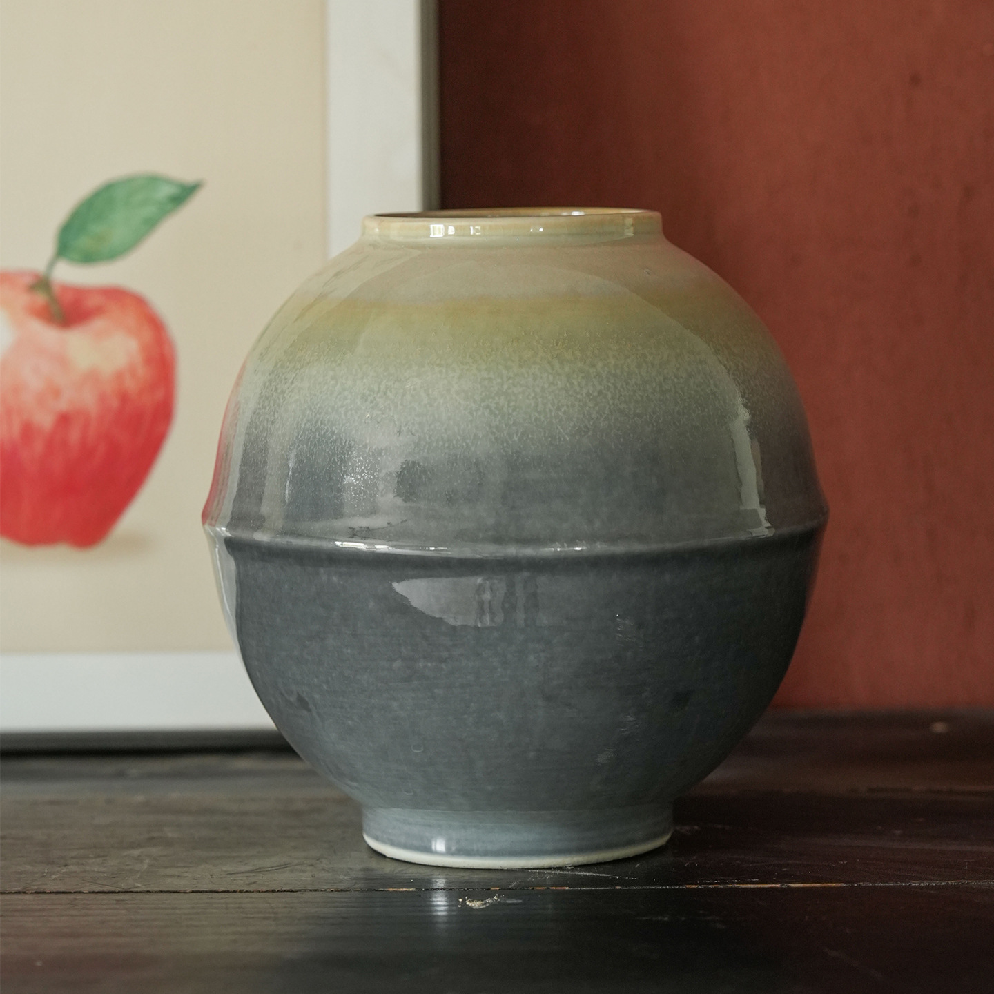 景德镇陶瓷花盆高温渐变花盆摆件简约现代装饰摆件玄关客厅清货