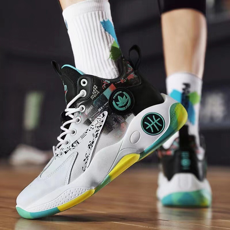 Youth Basketball Shoes, Men's Trendy Sports Shoes, Non-Slip Breathable Sneakers, Outdoor Trendy Totem Design
