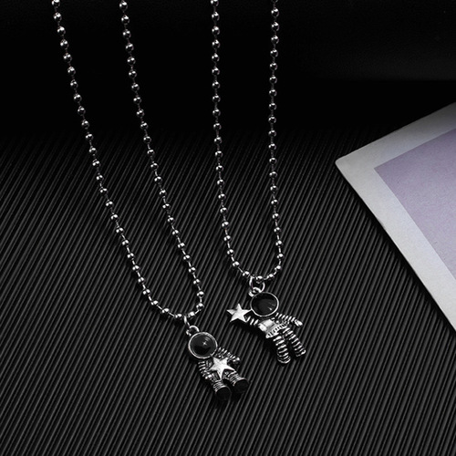 A necklace for you with a design of a star picked from space, featuring an astronaut theme, perfect for women, as a humorous gift, a pendant chain accessory.