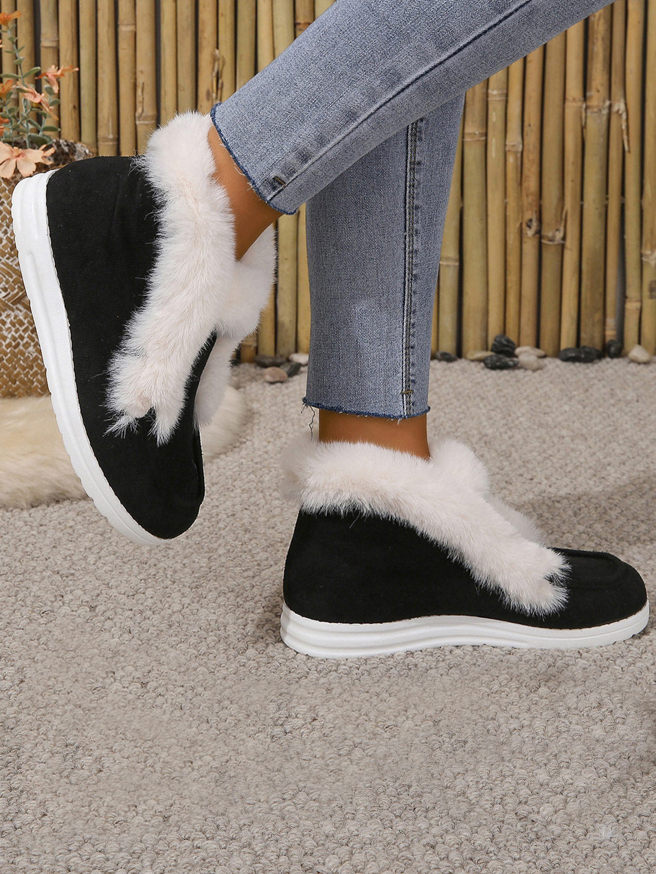Plus-size color thick soles with fleece and thick fur suede snow boots for women to keep warm_voghion.com