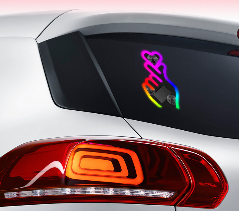 Solar-Powered Car Window Ambient Light, Heart-Shaped Decorative Light, Non-Damaging Led Atmosphere Light for Car Interior
