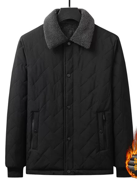 Dad-style fleece-lined jacket, high-end business cotton coat, men's loose-fit Jeep-style top, middle-aged men's jacket