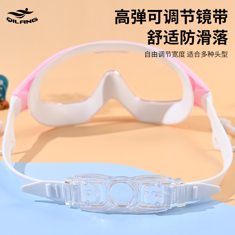 Gafas de Natación de Marco Grande para Adultos de PC Antivaho e Impermeable con Tapones de Oídos para Natación y Buceo