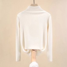 230克螺纹弹力德绒女装保暖长袖女式打底衫半高领磨毛纯色T恤女