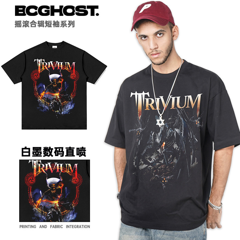 MEGADETH TRIVIUM Digital Direct Injection European and American Rock High Street Summer Short-sleeved T-shirt Men's Top