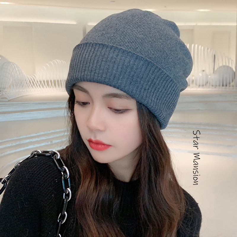 純色羊毛線帽女秋冬季百搭休閑北歐風護耳溫暖針織加厚保暖防寒男