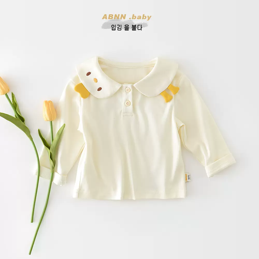 婴儿翻领衬衫女宝宝卡通长袖洋气上衣婴儿可爱春秋打底衫61730