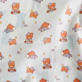 全棉双层纱布料婴童数码印花纯棉平布驺布水洗女装宝宝家居服面料