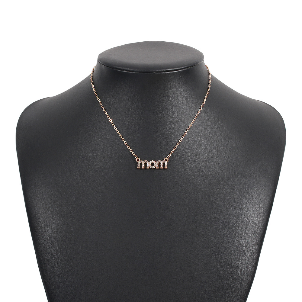 Fashion single layer MOM letters diamond necklace wholesale