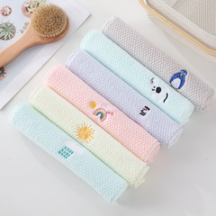 Children's Towel Pure Cotton Manufacturer Wholesale Absorbent Baby Children's Kindergarten Face Towel Weather Embroidery Small Face Towel