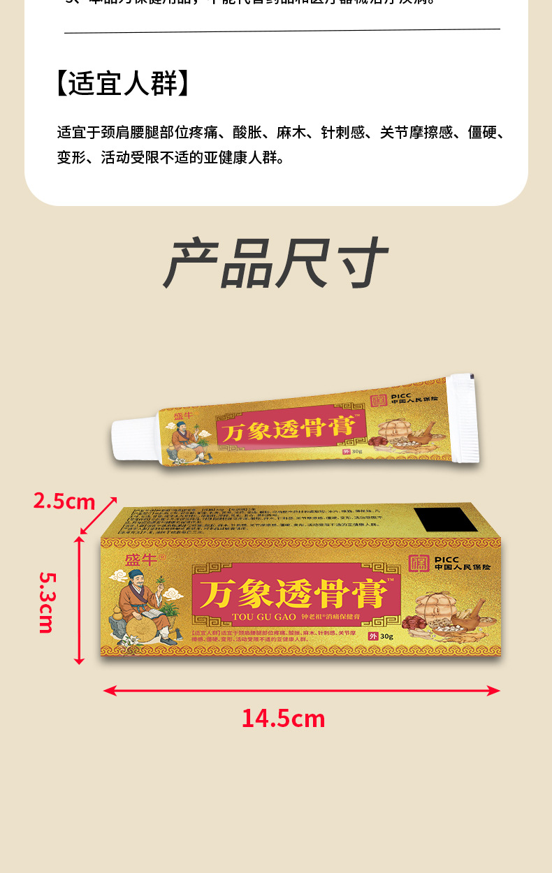 Wanxiang Tougu Gao Herbal Massage Cream for Neck Back and Joint Care 30g Box preparation