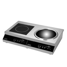 工厂跨境货源商用双头电磁炉大功率电磁电陶炉一平一凹双眼电池炉