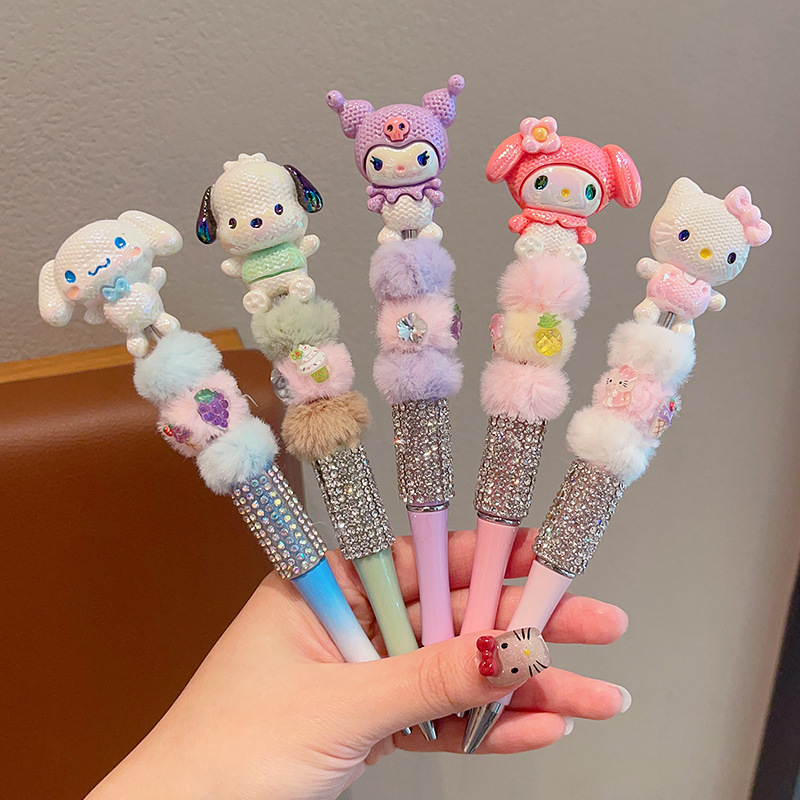 Diamante de peluche para niños bolígrafo neutro flash bolígrafo giratorio bolígrafo de taza encantador princesa bolígrafo de dibujos animados mujer