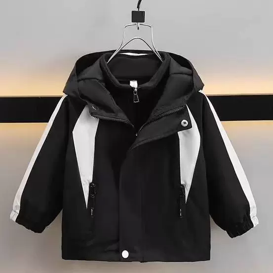 Boys' Windbreaker 2026 New Model Three-in-One Windproof Spring Children's Solid Color Jacket Spring Autumn Boys' Winter Style