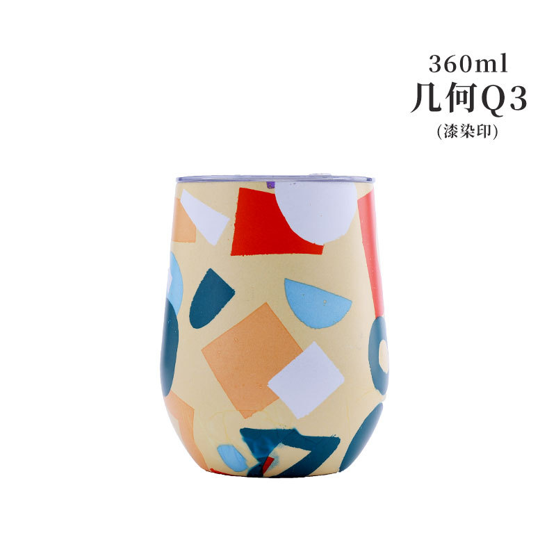 Taza de cáscara de huevo transfronteriza, taza de vino tinto de acero inoxidable de doble capa, taza de agua de gran barriga, taza de huevo al vacío en forma de U, taza termo, taza de cáscara de huevo