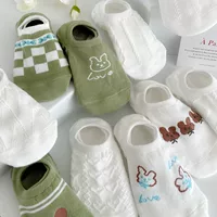 Invisible low‑cut summer thin socks, tide style, white and patterned designs, lightweight 0.02 kg