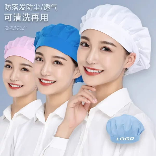 Wide-Brimmed Chef Hat Workshop Work Hat Dust-Proof Breathable Comfortable Brimless Restaurant Factory Hat Food Processing Hat