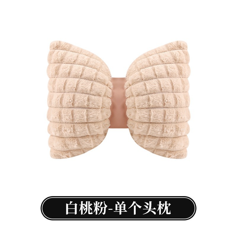 Wool pad, Qìchē Cover Plush Set - rabbit-fur-grid-headrest-pink-1-piece