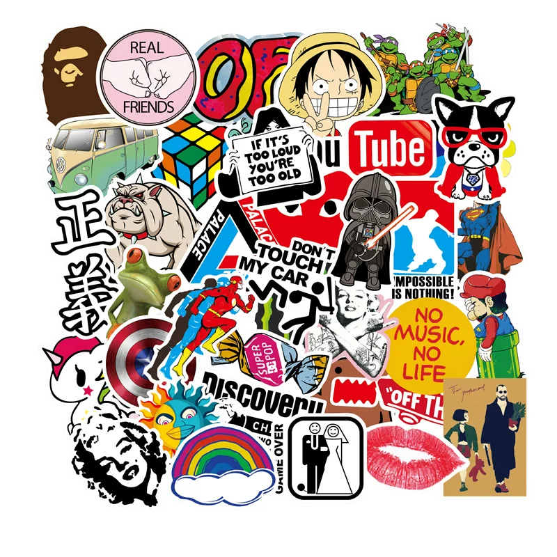 Sticker Pack City Style Graffiti — PVC Printed, 100 Unique Patterns, Assorted A–J Sets
