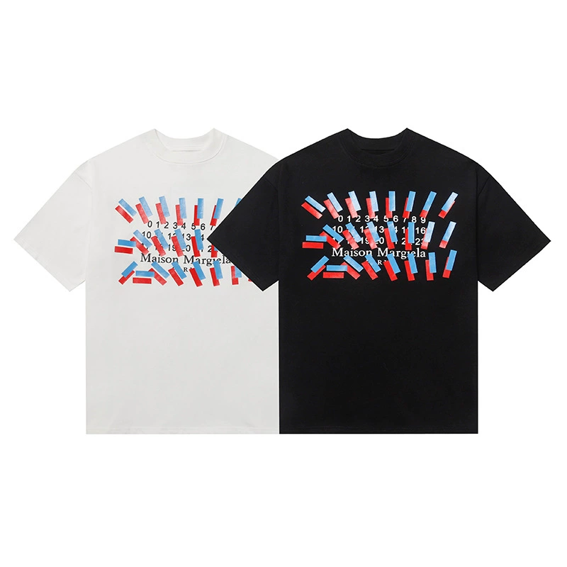 Maison Margiela 24SS коллекция MM6 цифровой узор круглый вырез мужской и женский модный бренд укороченный рукав футболка серия