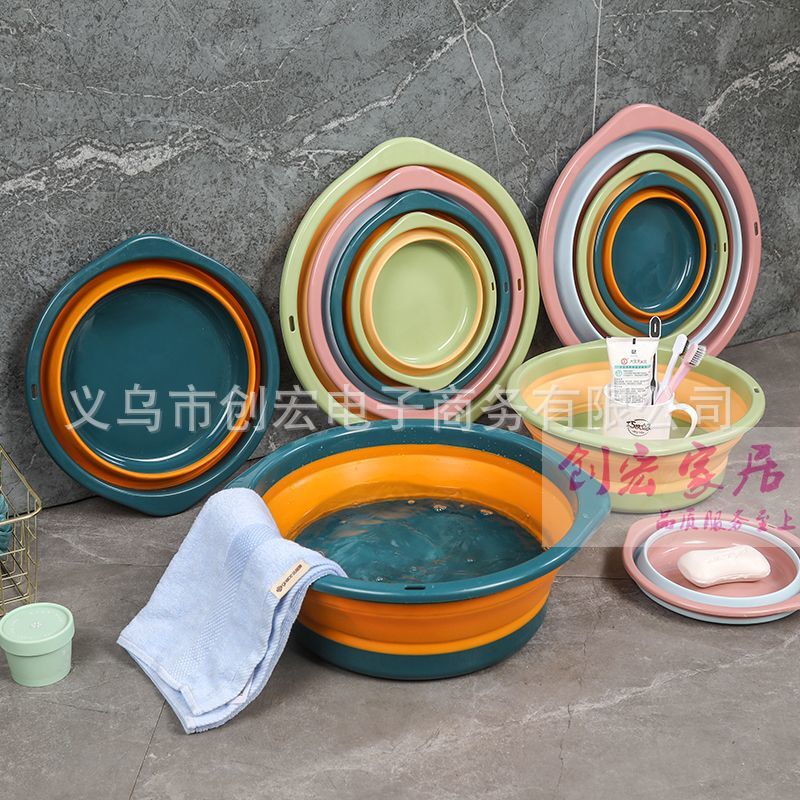 Portable foldable washbasin large student dormitory foot basin retractable laundry basin travel folding basin wholesale