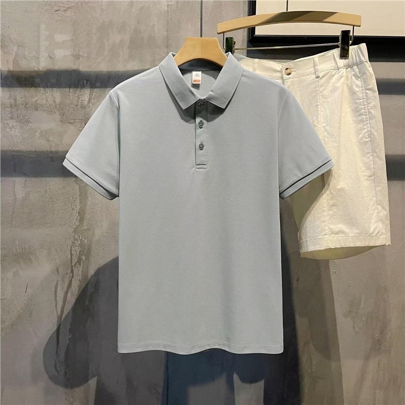 外贸专供纯色短袖POLO衫男士2025新款夏装商务休闲上衣宽松半袖翻|undefined