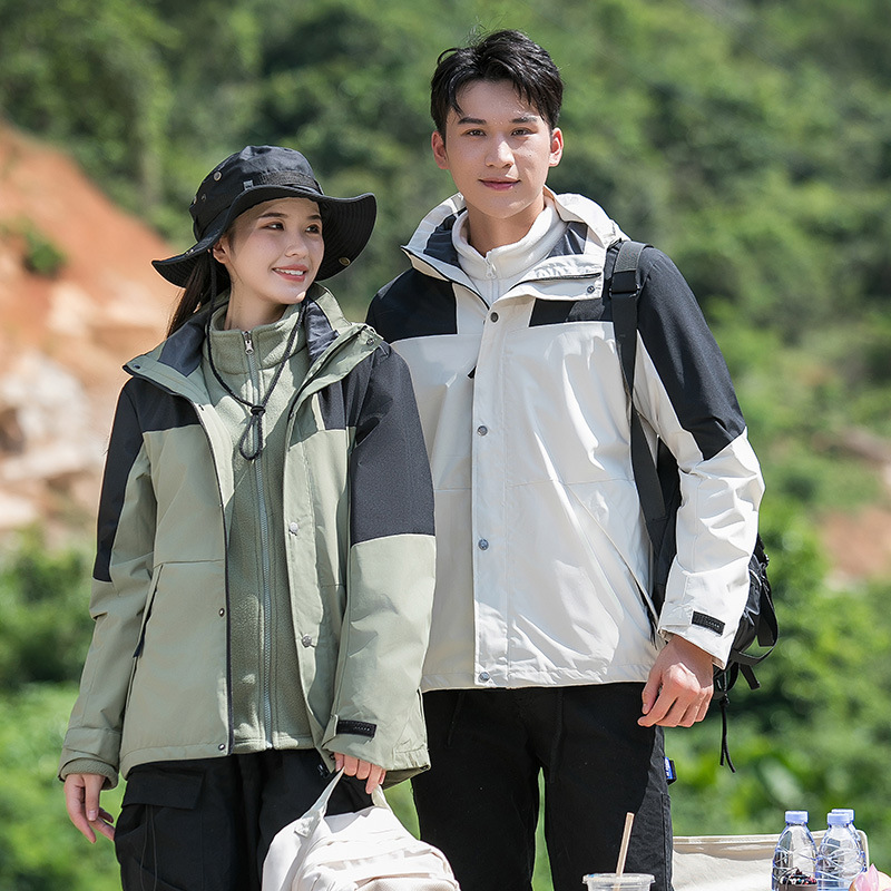 Chaqueta de otoño e invierno de dos piezas tres en uno desmontable para hombres y mujeres mismo forro polar chaqueta cálida al aire libre al por mayor