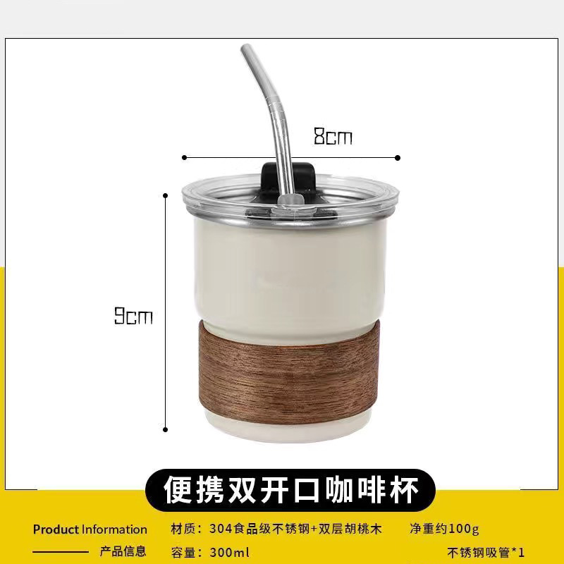 Taza de café americana de acero inoxidable 304 taza portátil con tapa y asa taza de campamento al aire libre antiescaldado taza de agua potable