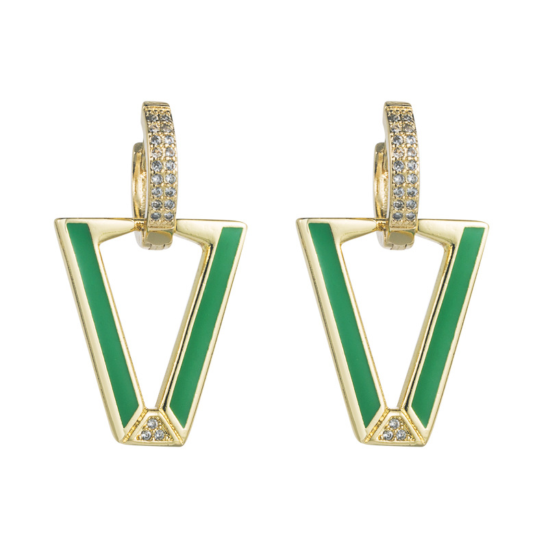 Fashion Geometric Copper Stoving Varnish Zircon Drop Earrings 1 Pair