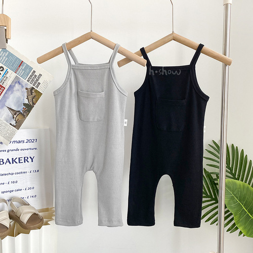 Spring and Autumn Season Baby Sling Pants Korean Style Hairy Climbing Suit Casual Pants for Boys and Girls Cute One-piece Long Pants 0038