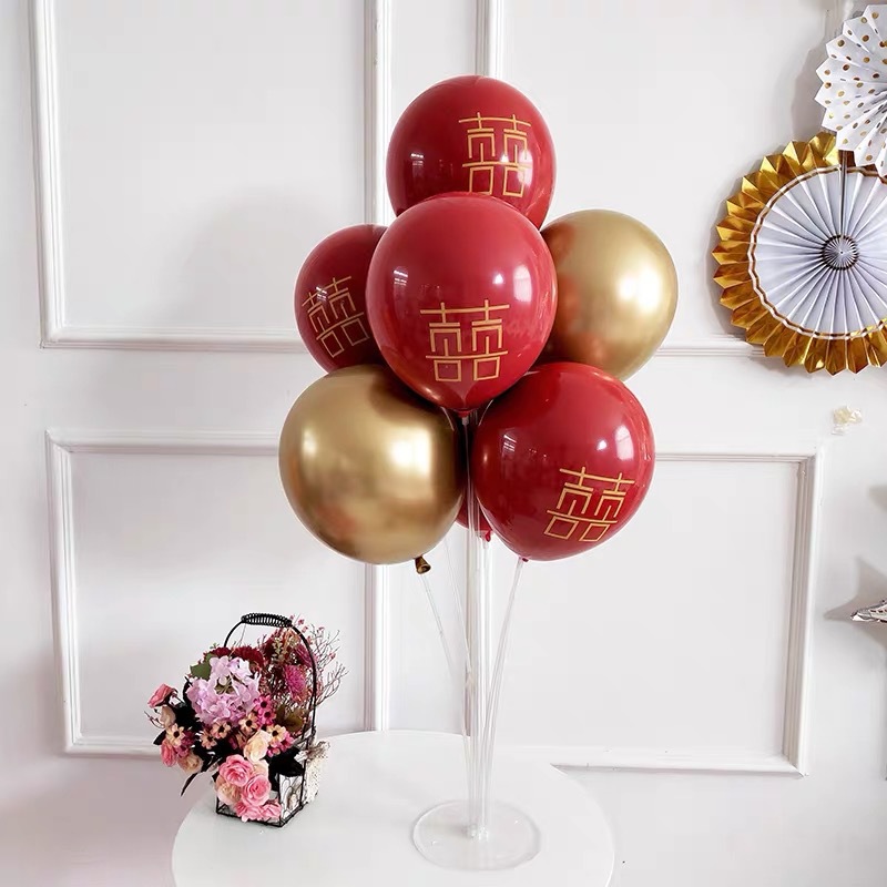 Boda dormitorio escena decoración suministros festivo de doble capa Globo Rojo granada boda habitación diseño Boda boda globo de la boda