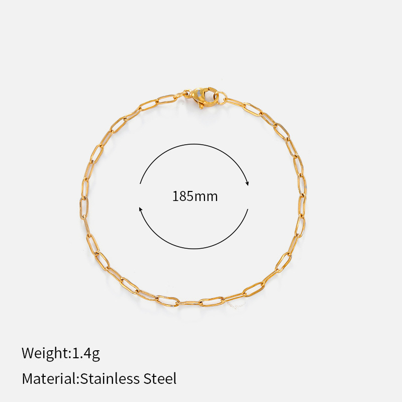 ヨーロッパとアメリカのクロスボーダーシンプルなステンレス鋼の太いブレスレット電気メッキ 18 K ゴールドチェーンブレスレットヒップホップスタイルチタン鋼ブレスレット|undefined