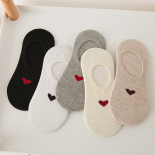 Socks Women's Boat Socks Summer Thin Silicone Anti-falling Love Cotton Socks Cute Japanese Shallow Mouth Invisible Socks for Women