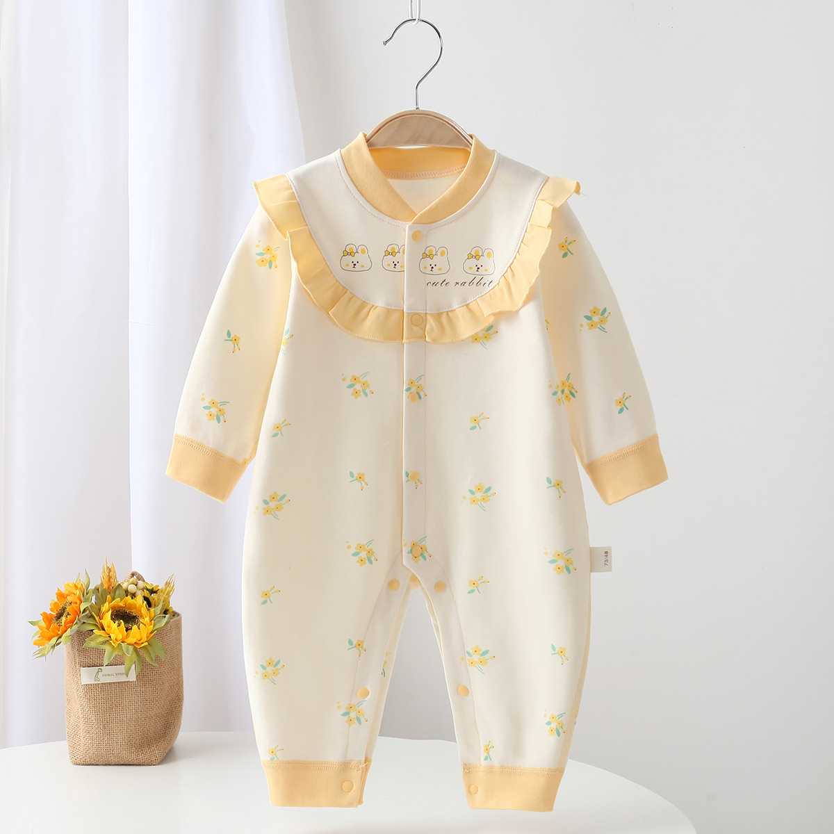 Newborn Cartoon Pattern Autumn and Winter New Style All-in-one Suit Four Seasons Baby Girl's Out-of-the-way Harper Girl's Treasure Climbing Suit
