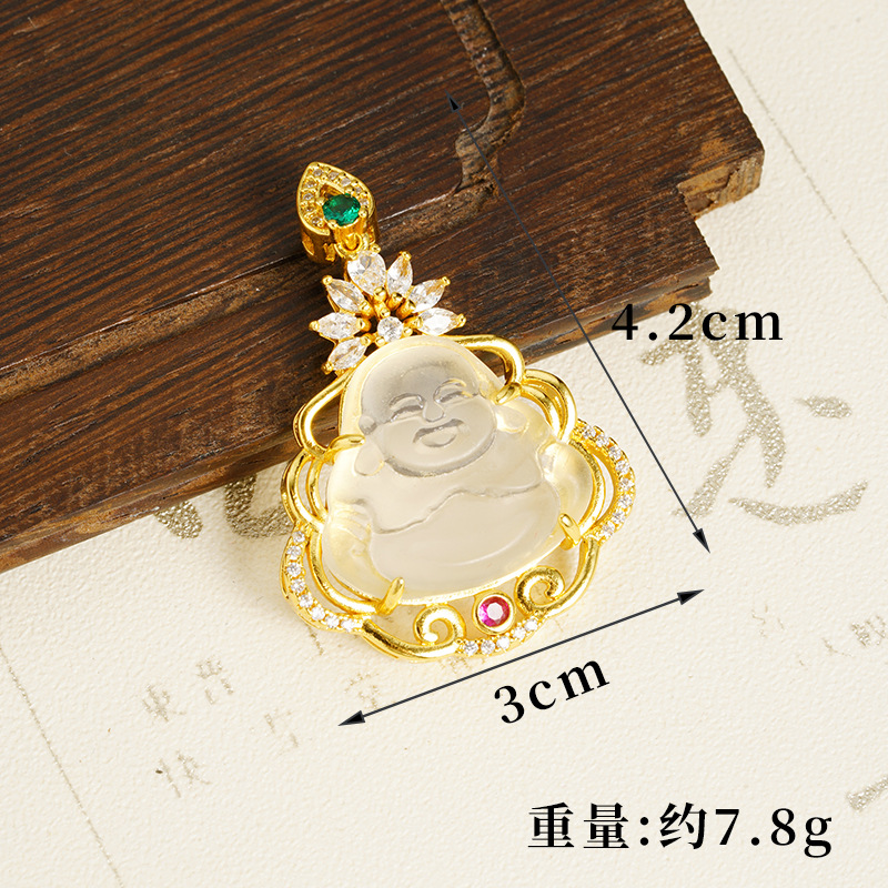 Colgante de oro de arena de Vietnam nuevo estilo de lujo ligero con incrustaciones de loto vientre grande Buda Maitreya modelo femenino colgante de nicho joyería al por mayor