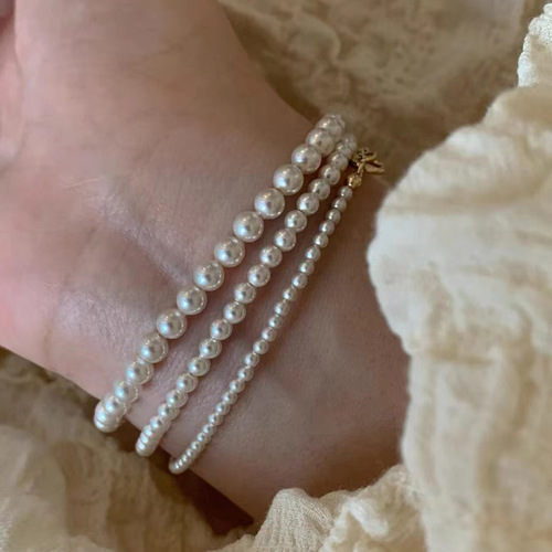 Zhengyuan imitation Shijia glass pearl bracelet, simple and versatile, fever same style internet celebrity bracelet, sweet French bracelet