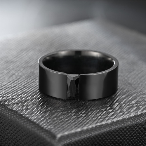  European and American fashionable new men's black elegant open-set zircon ring source manufacturer large quantity and price